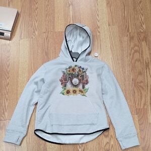 New Xersion Girls Warm Gray Hoodie with Unique Sublimated Design
